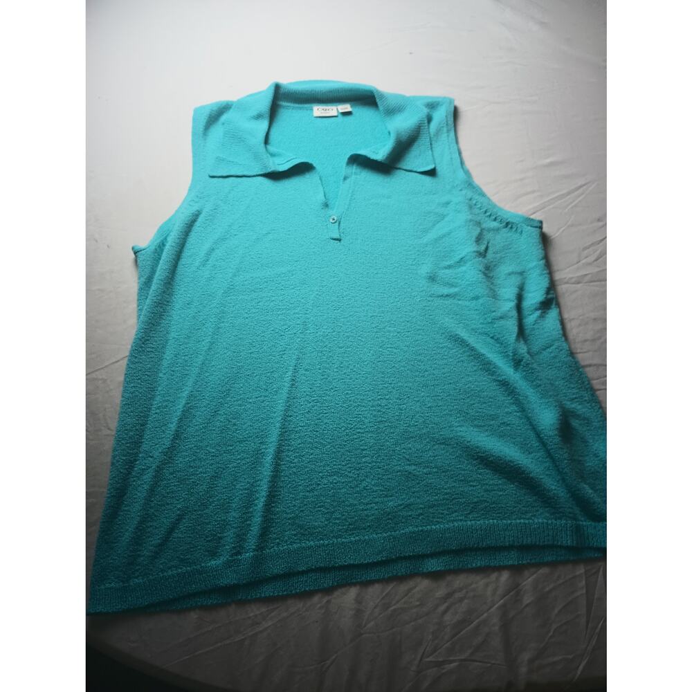 Women Blue Terry Cloth Polo Top Blouse Women‎ Size 22/24W Beach Vacation Costal